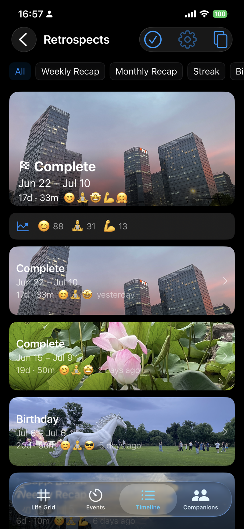 My Tempus Retrospect recap on iPhone